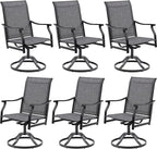 Soohow Swivel Outdoor Dining Chairs Set of 6, Patio Swivel Dining Chair with Textilene Fabric, Outdoor Metal Armchair All Weather Resistant, Ergonomic Comfort, Perfect for Patio, Backyard, Balcony
