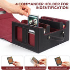 Trading Card Storage Box for MTG, card storage box with Commander Display，Multi-purpose Deck Case for MTG TCG Sports Card, 4 Toploaders, 4 Stoppers, 4 Colorful Dividers (Black & Red)