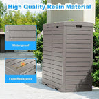 Outdoor Trash Can with Lid, Outdoor Trash Bin & Pull-Out Liquid Drawer, Dual Lid Closure Design, Waterproof Resin Garbage Can Container for Patio, Backyard, Deck (Grey, 62 Gallon)