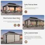 GREEN PARTY 12 X 18ft Hardtop Gazebo with Nettings and Curtains, Heavy Duty Double Roof Galvanized Steel, Outdoor Aluminum Gazebos Pergolas for Patios, Backyard, Deck, Garden, Lawns