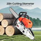 20 Inch Gas Chainsaw 52CC 2KW Petrol Chainsaws 2-Stroke Engine Chainsaw Chain Saw Set for Cutting Wood Outdoor Home Farm (Red)