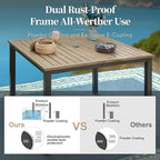 Patio Table and Chairs Set of 4, All-Weather Breathable Metal Mesh Patio Chair with Gourd-Shaped Armrests, 42x42 Wood-Like Table with Umbrella Hole, 5 Pcs Metal Frame Patio Dining Set