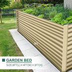 Land Guard 8x4x3ft Rectangular Galvanized Raised Garden Beds, Large-Capacity Metal Planter Box Outdoor, Durable Deep Raised Garden Bed 3ft Tall, Raised Beds for Gardening Vegetables, Cream Yellow