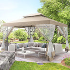 COBIZI 10x13 Gazebo with Improved Cold-Proof Nettings Winter Gazebos on Clearance Heavy Duty Gazebos Double Roof with Metal Frame Gazebo Tent for Patio, Deck (Frame Thickened