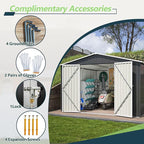 Favfurish 10 x 10 FT Outdoor Storage Shed,Heavy Duty Tool Sheds Metal Storage Garden Shed with Sloped Roof and Lockable Doors,Large Metal Storage Sheds for Backyard Patio Lawn, Black