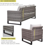HUMMUH 8 Piece Patio Furniture with Fire Pit,PE Wicker Outdoor Conversation Sets-6-Seater Sofa,Patio Swivel Chairs Outdoor Chairs, Propane Fire Pit,Side Table for Porch,Garden,Backyard