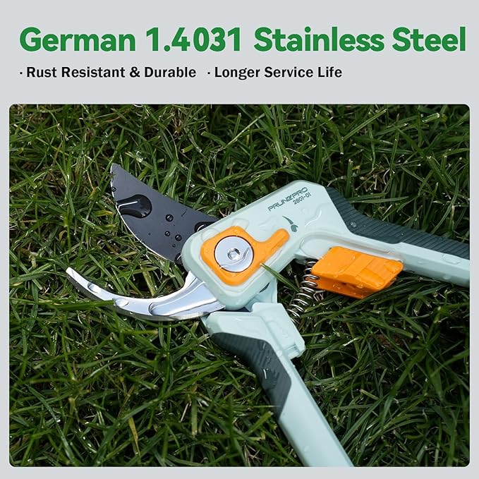 PrunePro Pruning Shears for Gardening Professional Bypass Hand Pruner Up to 1 Inch Cut Capacity Sharp Stainless Steel Blade Garden Scissors Plant Flower Garden Clipper 1 Pack