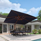 PURPLE LEAF 10' X 13' Double Top Deluxe Wood Pattern Rectangle Patio Umbrella Offset Hanging Umbrella Outdoor Market Umbrella Garden Umbrella, Navy Blue