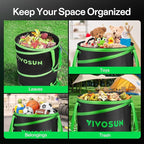 VIVOSUN Collapsible Trash Can 40-Gallon, Reusable Pop-Up Garden Bag with Hard-Shell Bottom, Leaf Scoops and Gloves, Yard Waste Container for Lawn Care and Camping