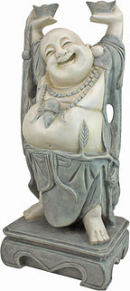 Design Toscano Jolly Hotei Laughing Man Asian Decor Indoor/Outdoor Garden Statue, 26 inches tall, Cast Stone Resin, Two Tone Stone Finish