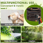 Heavy Duty Garden Hose – 5/8 Inch Flexible, Lightweight Hybrid Hose with 600 PSI Burst Pressure, Swivel Handle, and Durable Copper Male/Female Fittings (Black with hose sprayer, 100FT)