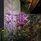 Twinkya Hanging Solar Lights Outdoor Garden Decorative Solar Lantern Waterproof Metal Moroccan Outdoor Decorations for Patio Pathway Yard Porch Backyard Garden Decor (Purple, 1 Pack)