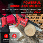 Mini Chainsaw for Milwaukee M18 Battery, Auto-Oiler, 8-Inch and 6-Inch 2-IN-1 Brushless Cordless Pruning Chainsaw, Battery Powered Mini Chainsaw for Wood Cutting, Tree Trimming (only tool)