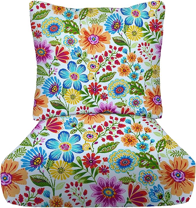 RSH DECOR: Deep Seating Cushion with Pillow Back | 23” x 26” Seat | All-Weather Spun Fabric | Water and Fade-Resistant | Outdoor Chair Cushion Set for Patio Furniture | Gregoire Fresco