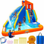 Sportspower™ Big Wave II Inflatable Water Slide Bounce House with Climbing Wall & Splash Pool, Ages 3-8, Heavy Duty, ASTM Certified, on Included Blower