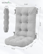 SERWALL HDPE Outdoor Rocking Chair Cushion Set of 4, Memory Foam Cushion Flowers Pattern