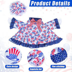 4th of July Goose Outfit Independence Day Clothes for Porch Goose 23" Cement Statue - Outdoor Patio Yard Lawn Decoration