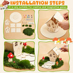Kathfly 8 Sets Wooden Fairy House Craft Kit, Fairy Garden Kit with Paints & Decorations, Unpainted Miniature Accessories for Home Event Party Decor, Arts Crafts Birthday Gift