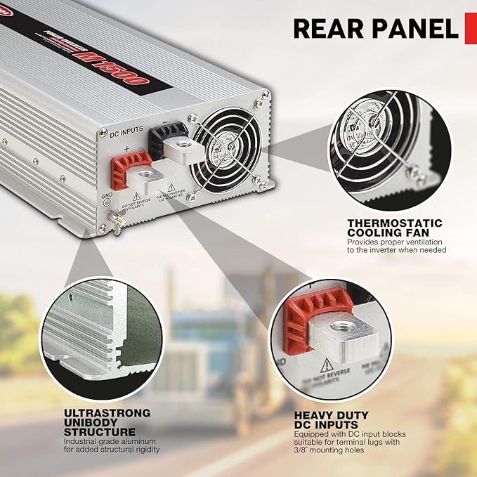 Tundra M Series - Truck Power Inverter - Modified Sine Wave 1500W / 12 Volts DC to 120 Volts AC - M1500