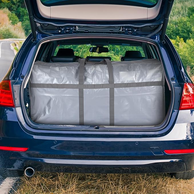 6 Pcs 66 Gallon Large Moving Bags with Zipper and Handles Foldable Storage Duffle Bags Heavy Duty Extra Large Totes for College Dorm Travel Clothes Blankets Bedding Moving (Silver)
