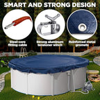 16 x 25 ft Oval Pool Covers for Above Ground Pools, Oval Winter Pool Cover, Swimming Pool Cover, Keeps Out Debris, Cold and UV Resistant, Supreme Mesh, Navy Blue