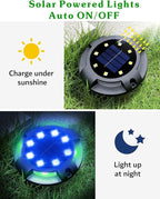 Biling Solar Pathway Lights Outdoor Uplight Sidelight, 8 Packs Multi Color Solar Ground Lights Waterproof for Yard Walkway Garden Halloween Decorations