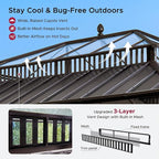 SUNJOY Kingston 16' x 12' Hardtop Gazebo with Galvanized Steel/Polycarbonate Double Roof, Curtain and Netting, Brown Aluminum Posts Permanent Pavilion Gazebo for Garden, Patio, Deck, Lawn