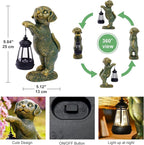 Dog Statue with Solar Lantern - 9.84 Inch Resin Solar Outdoor Lawn Yard Garden Decor - Unique Design Gifts for Women Mom Men (Copper)
