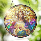 FLAGWIX Christmas Christian Gifts for Women Faith - Stained Glass Window Hanging 8 in - Birthday Catholic Religious Gifts, Suncatchers Windows Hanging, Spiritual Suncatcher Home Garden Decor