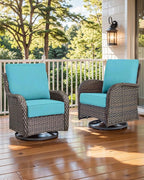 Luxury 22x24/22x25 6-Inch Outdoor Cushions for 5 Peice Patio Furniture Set - Set of 5 Water-Resistant Pillow for Dining Rocking Swivel Chairs Loveseat Couch Sectional Sofa - Turquoise