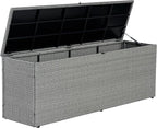 happimess TRK1002A Nino 59.06" Modern Minimalist Outdoor Faux Wicker Deck and Patio Storage Box, Gray, Soft-Close, for Package Delivery, Patio Furniture, Cushions, Gardening Tools, Pool Supplies
