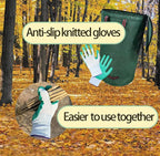 Reusable Yard Waste Bags,with Lid Extra Large Lawn Leaf Bags with Gardening Gloves,Standable Garden Waste Bag With 4 Handles,Container for Leaves,Lawn Debris & Grass Clippings(132Gallon)