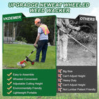 Cordless Weed Wacker, 9-inch Electric Weed Wacker Battery Powered with 2 Pcs 4.0Ah Batteries, 3 in 1 Wheeled Grass Lawn Trimmer/Brush Cutter,3 Types Blades Lightweight Edger Trimmer for Yard Care