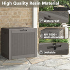 Outdoor Storage Box, 31 Gallon Deck Box, Large Resin Storage Cabinet for Gardening Tools, Patio Pillow, Lockable, Waterproof and UV Resistant