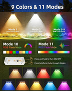Solar Fence Lights Outdoor, 9 Fixed Colors ＆ Color Changing Fence Lights Solar Powered Waterproof IP65 Dusk-to-Dawn LED Deck Lighting for Patio, Railing, Pool, Porch, Backyard, Wall, 12 Pack
