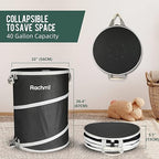 Rachmi 40 Gallon Collapsible Trash Can 2-Pack | Reusable Outdoor Pop-Up Yard Waste Leaf Bag Garden Garbage Bin for Camping, Black