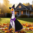 Halloween Porch Goose Outfit Set for 23'' Plastic Statue Lawn Porch Goose Clothes with Cloak Hat Costume for Indoor Outdoor Patio Yard Lawn Art Decor(Purple)