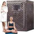 Smartmak Full Size Steam Sauna Tent, Portable Whole Body Home Spa Room, 1 or Two Person Large Space, Steamer NOT Included (47.28" x 35.46" x 63" Darkgrey)