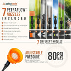 PetraTools 14 Gallon Push Cart Battery Powered Sprayer - Weed Sprayer for Lawn & Garden with 7 Nozzles, 90 PSI Electric Pump, Off Road Wheels, Battery Operated (HD14000 Prime - Large Cart)