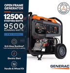 Generac 12,500 Starting Watt Tri-Fuel Portable Generator - Electric Start - Gas, Propane or Natural Gas - Home Backup, Jobsite, or RV - Quiet Operation - Long Runtime - 50-State Compliant
