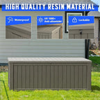 NUNU LAB 180 Gallon Outdoor Storage Box, Large Resin Deck Box with Double Wall Panels, Waterproof Patio Storage Bin for Garden Tools, Pool Accessories, Package Deliveries & Outdoor Gear,Grey