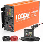 1000W/2000W(Peak) Power Inverter DC 12V to 110V AC with LCD Display, Remote Control, 2 AC Outlets, Fast Charging USB Charger, Car Pure Sine Wave Inverter for Car Home Laptop Truck