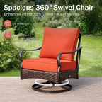 Patio Furniture Set with 56" Fire Pit Table, Premium Outdoor Wicker Metal Frame Furniture with Upgraded Waterproof Thick Cushions for Porch, Poolside, Deck, and Yard