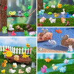 45-Piece Mini Resin Animals, 45 Styles Resin Animals Variety Pack for Dollhouse Fairy Garden Miniature Accessories Home Landscape Aquarium Hide DIY Crafts Decor Gift Giving