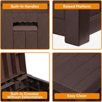 51 Gallon Resin Deck Box, Outdoor Storage Box Waterproof for Patio, Garden, Pool, and Deck, Storage Solution for Cushions, Tools, Delivery Packages, Brown