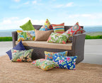 BrylaneHome Lumbar Pillow - 20" L x 13" W - Patio & Outdoor - Water, Stain & Fade Resistant - Black Ikat