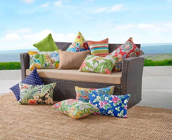 BrylaneHome Lumbar Pillow - 20" L x 13" W - Patio & Outdoor - Water, Stain & Fade Resistant - Evening Blue Dot