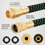 HBlife Garden Hose 100ft, Non Expandable Water Hose with 8 Watering Spray Nozzle, Flexible Lightweight Hose for Yard, Lawn, Car Wash and Outdoor