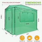 EAGLE PEAK Replacement Cover for 8x6 Portable Pop up Greenhouse, Dual Roll-up Zipper PE Door & Upgraded Screen Mesh Door and 2 Roll-Up Side Windows (Frame Not Included), Green