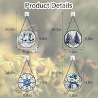 Stained Glass Window Hanging 4 Pcs Set White Winter Christmas Snow Scene Large 11.8" - Suncatcher Door Garden Sun Catcher Decor Birthday for Mom Woman Nana Men Friend Wife